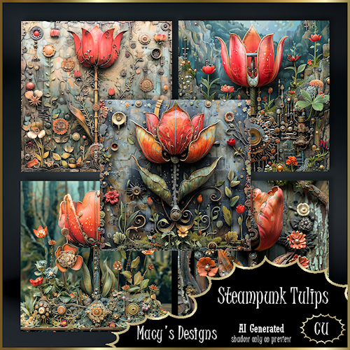 AI - Steampunk Tulips BG - Click Image to Close